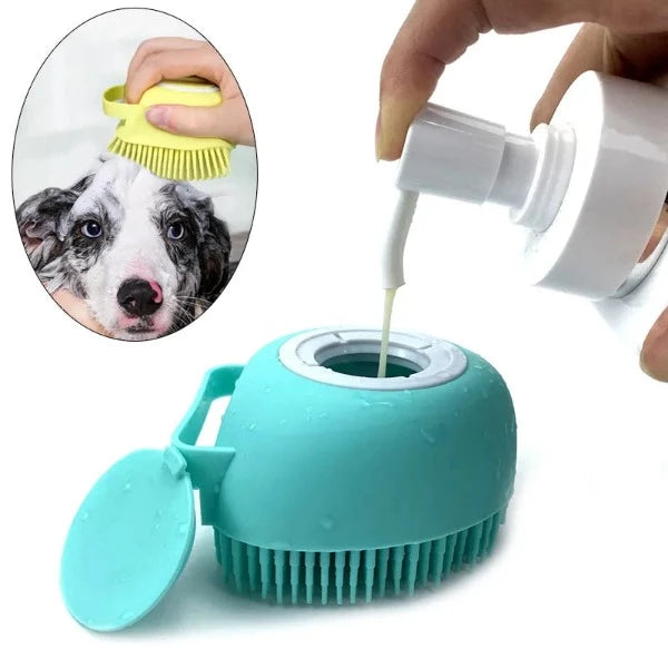 Cepillo Masajeador de Champú para mascota, es perfecto para perros, cachorros y gatos.