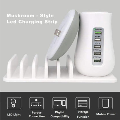 Multi puerto de carga rápida 3.0 lámpara hongo QC 3.0 carga rápida para teléfono inteligente + lámpara Led + estación de carga USB Dock 5V 2.1A EU US - Comercial AllyTrends SpA