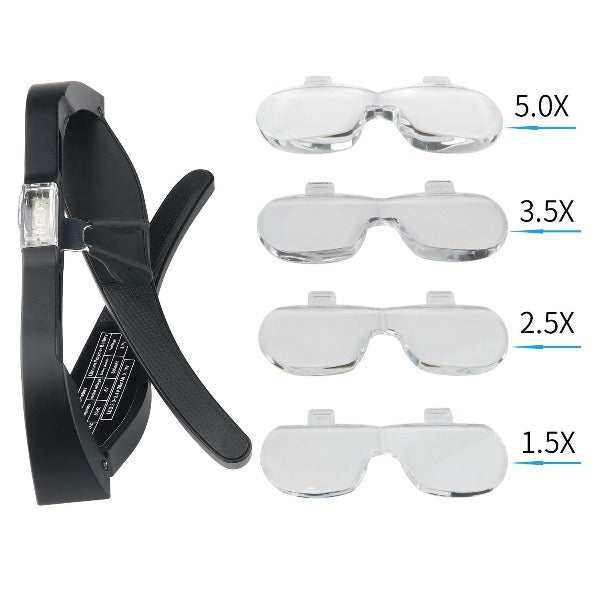 Lupa con 4  lentes de aumento y conexión USB recargable, con luz LED. - Comercial AllyTrends SpA